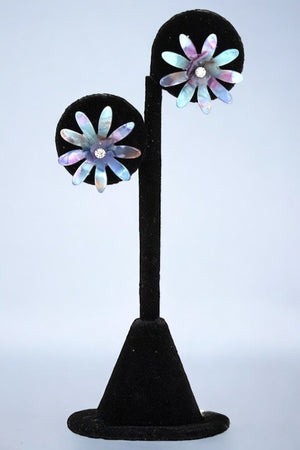 ACETATE FLORAL POST EARRING