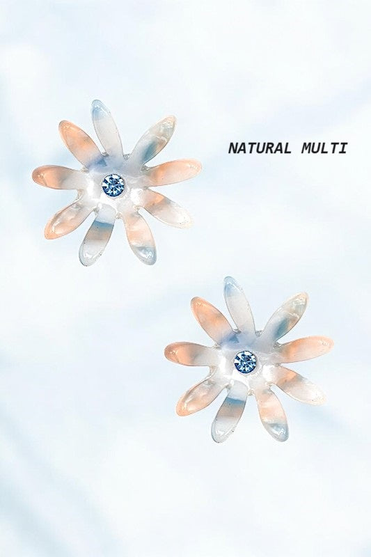 ACETATE FLORAL POST EARRING