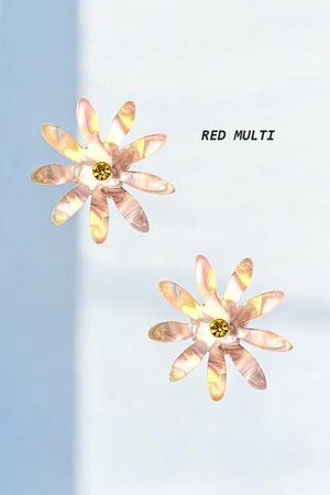 ACETATE FLORAL POST EARRING