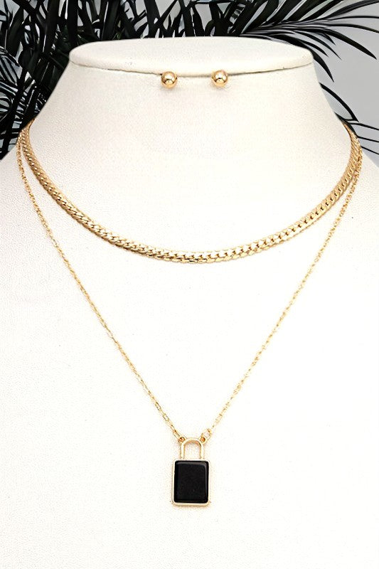 GEM PENDANT LAYERED NECKLACE SET