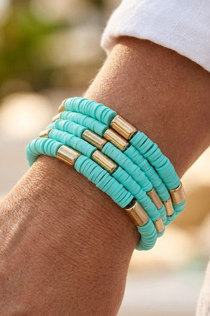 MULTI DISK BEAD STRETCH BRACELET SET