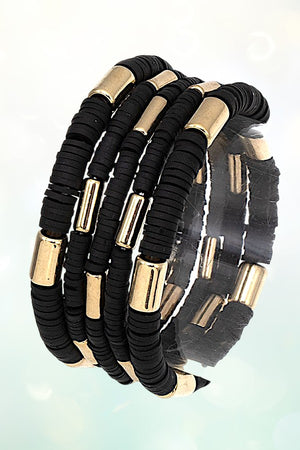MULTI DISK BEAD STRETCH BRACELET SET