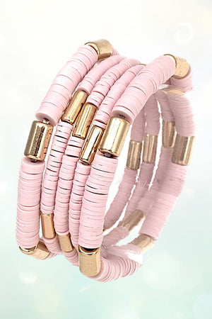 MULTI DISK BEAD STRETCH BRACELET SET