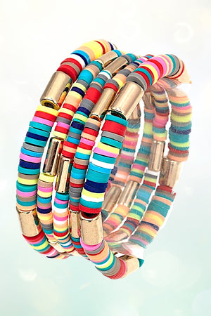 MULTI DISK BEAD STRETCH BRACELET SET