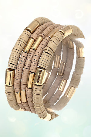 MULTI DISK BEAD STRETCH BRACELET SET