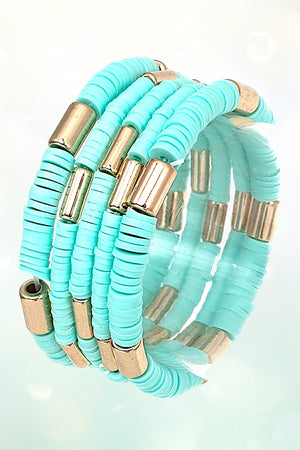 MULTI DISK BEAD STRETCH BRACELET SET