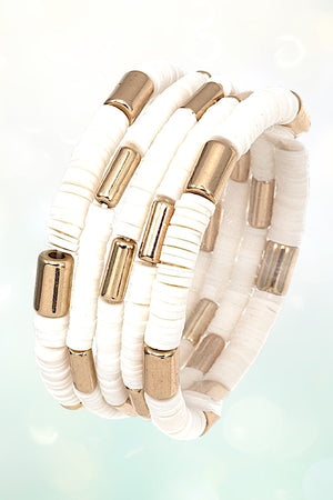 MULTI DISK BEAD STRETCH BRACELET SET