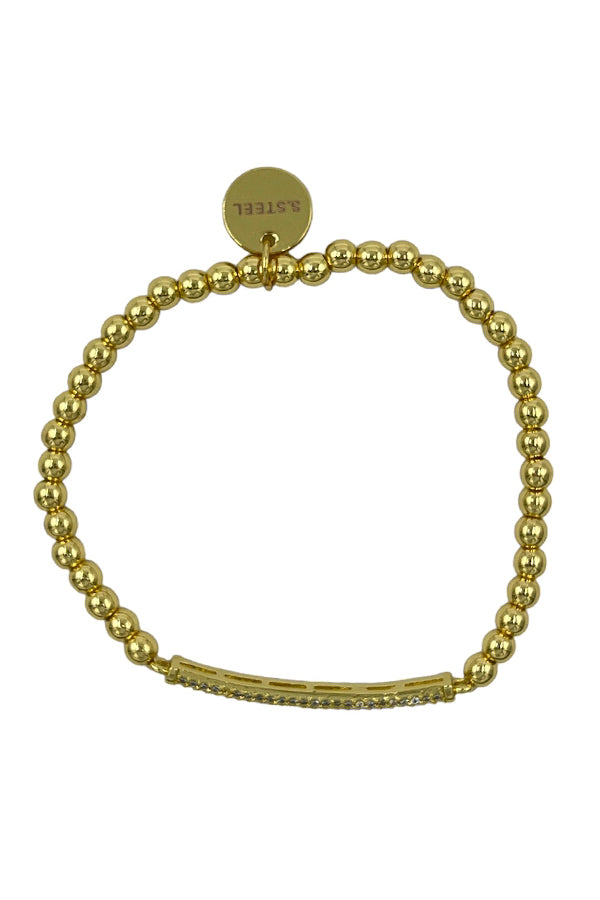 Gem Pave Bar Ball Bead Bracelet