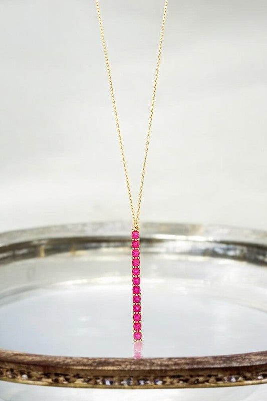 Elongated Bead Bar Pendant Necklace