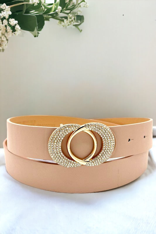 Rhinestone Buckle Fashion Faux Leather Belt