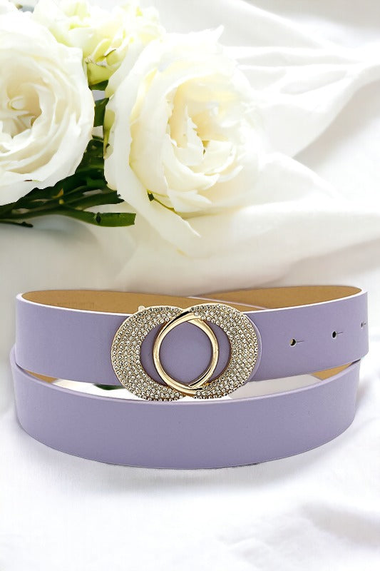 Rhinestone Buckle Fashion Faux Leather Belt