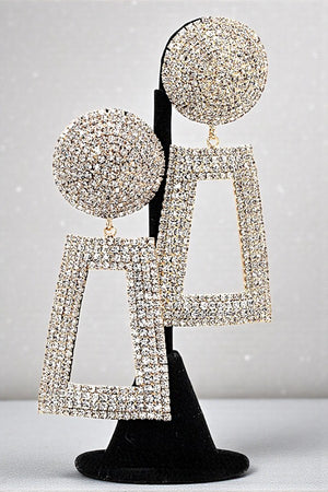 RHINESTONE PAVE CUT OUT DANGLE EARRING
