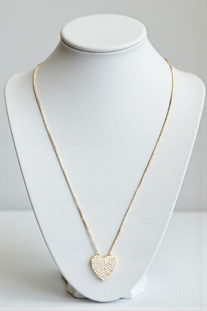 CUBIC ZIRCONIA PAVE HEART PENDANT NECKLACE