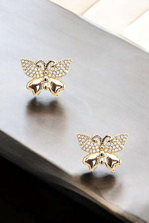 CZ STONE PAVE BUTTERFLY POST EARRING