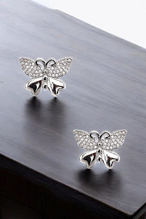 CZ STONE PAVE BUTTERFLY POST EARRING