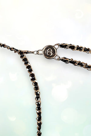 INTERWOVEN CHAIN INFINITY ETCHED COIN TIP FASHION BELT