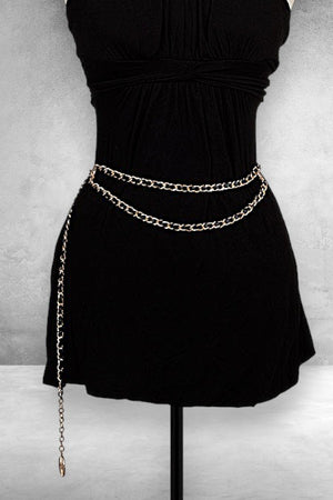 INTERWOVEN CHAIN INFINITY ETCHED COIN TIP FASHION BELT