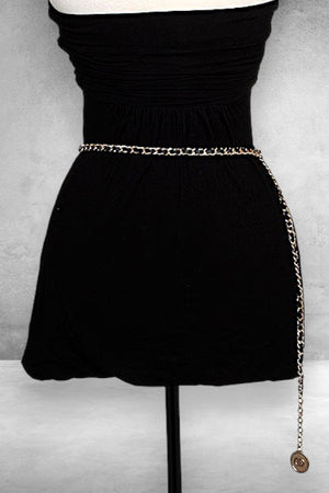 INTERWOVEN CHAIN INFINITY ETCHED COIN TIP FASHION BELT