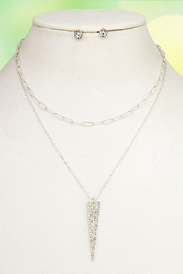 Triangle Pendant Layered Necklace Set