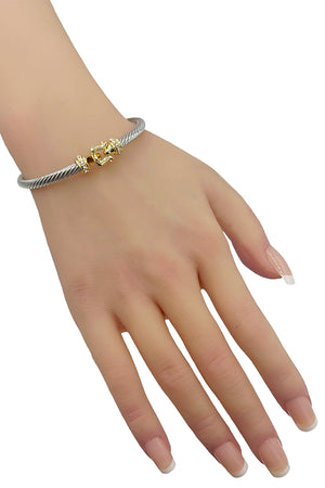 Clasp Rhinestone Pave Cable Wire Bangle Bracelet