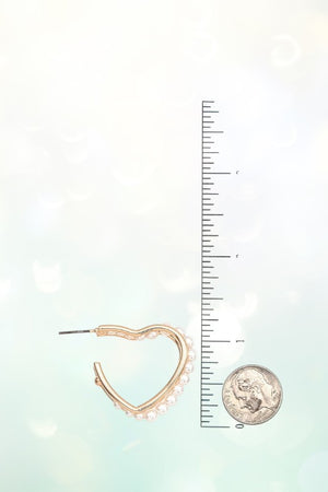 PEARL ACCENT HEART SEMI HOOP EARRING