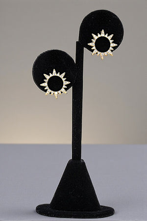 ROUND CZ STONE SUNSHINE POST EARRING