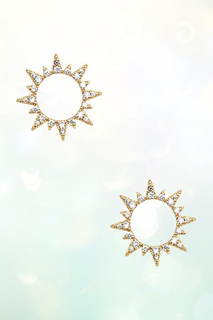 ROUND CZ STONE SUNSHINE POST EARRING