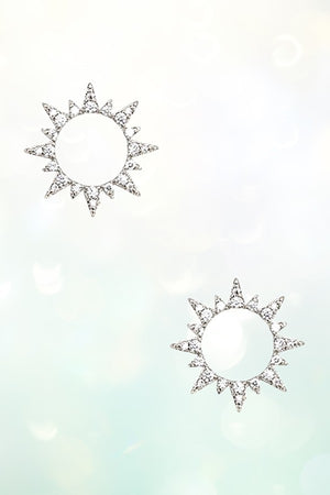 ROUND CZ STONE SUNSHINE POST EARRING