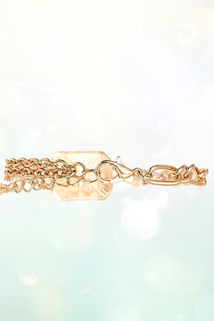 SEMI PRECIOUS RECTANGULAR STONE CHARM CHAIN BRACELET