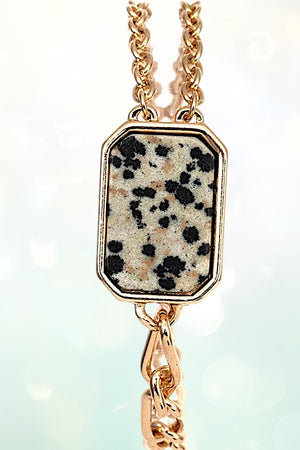 SEMI PRECIOUS RECTANGULAR STONE CHARM CHAIN BRACELET