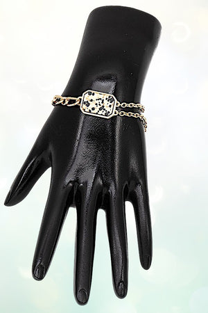SEMI PRECIOUS RECTANGULAR STONE CHARM CHAIN BRACELET
