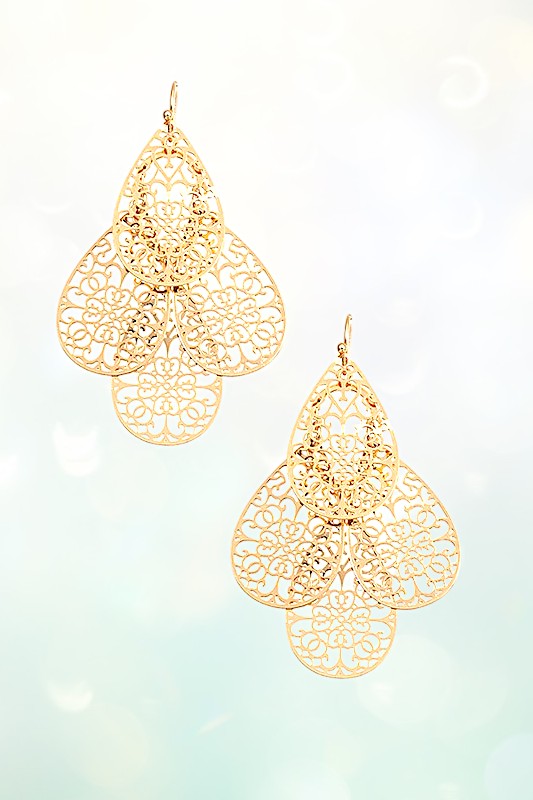 MULTI CUT OUT TEARDROP DANGLE EARRING