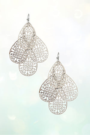 MULTI CUT OUT TEARDROP DANGLE EARRING