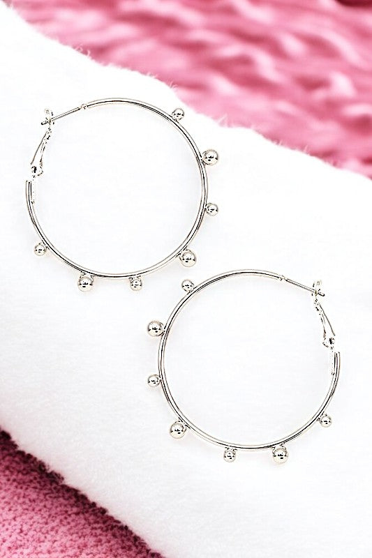 BALL BEAD ACCENT HOOP EARRING