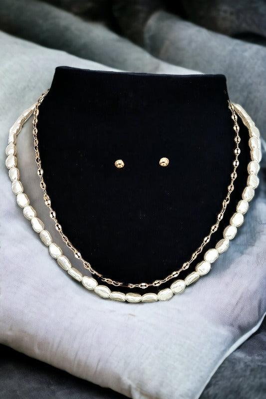 Layered Freshwater Pearl Necklace Set