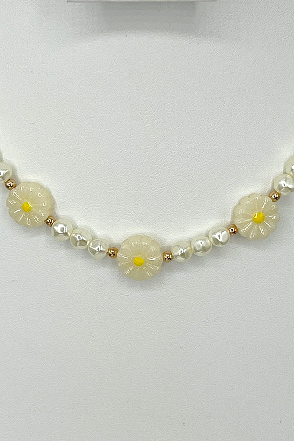 Floral Water Pearl Link Necklace Set