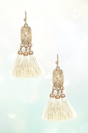 TASSEL OBLONG OVAL LINK EARRING