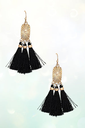 TASSEL OBLONG OVAL LINK EARRING