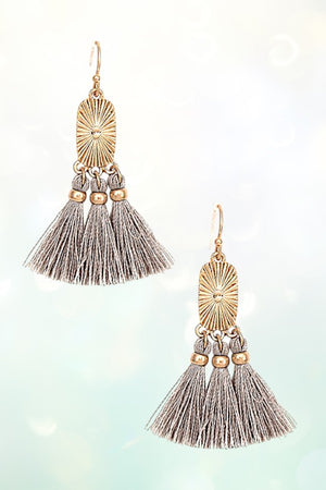 TASSEL OBLONG OVAL LINK EARRING