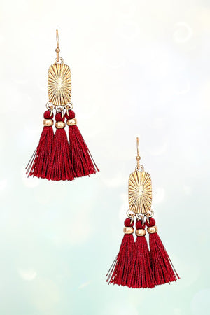 TASSEL OBLONG OVAL LINK EARRING