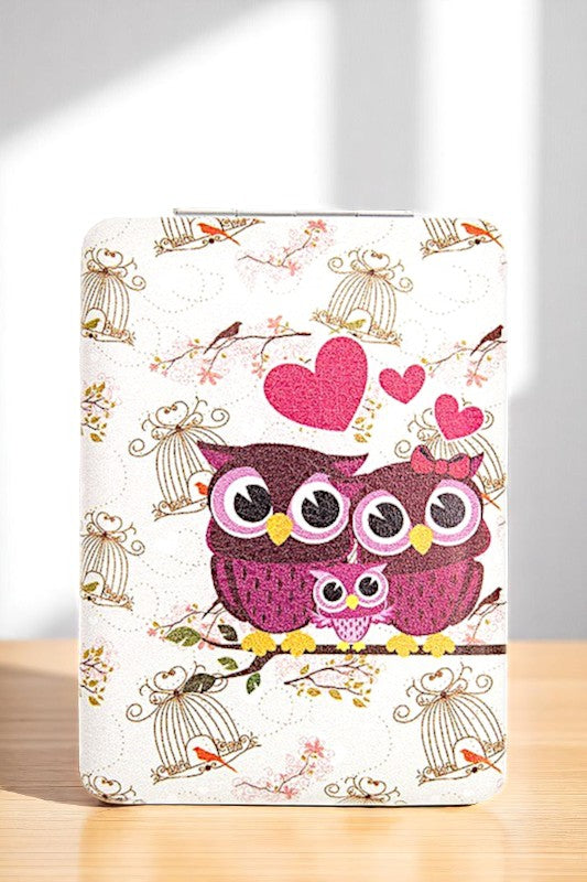 OWL FAMILY PRINT COMPACT MIRROR