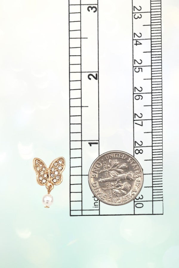 BUTTERFLY PEARL DANGLE DROP EARRING