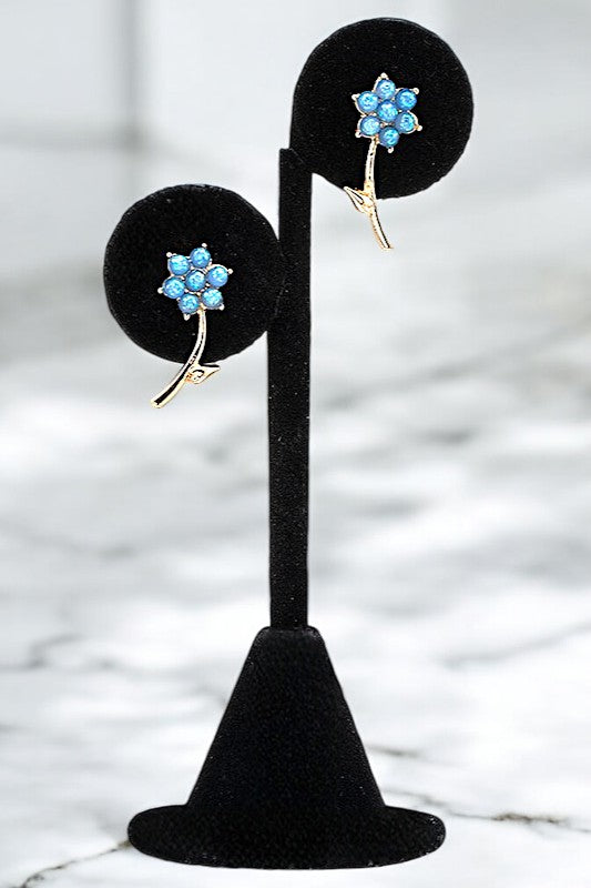 GEMSTONE FLORAL POST EARRING