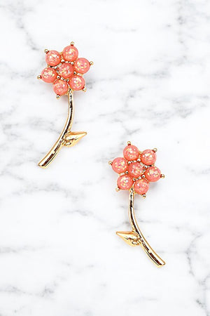 GEMSTONE FLORAL POST EARRING