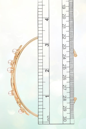 LEAF PEARL ACCENT CUFF BRACELET