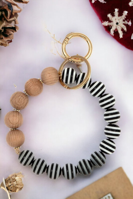 Stripe Orb Ring Keychain