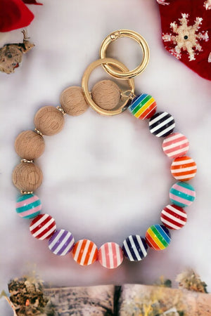 Stripe Orb Ring Keychain