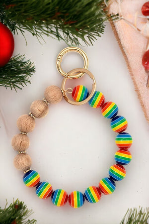 Stripe Orb Ring Keychain