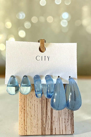 SEE THROUGH COLOR SEMI HOOP EARRING SET