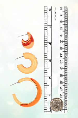 SEE THROUGH COLOR SEMI HOOP EARRING SET